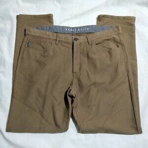 Perry Ellis Slim Fit Stretch Chino Khaki Pants Brown Men's 36x32 (Act Sz 38x32)